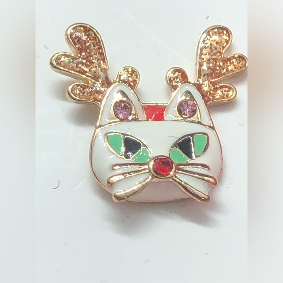 Betsey‎ Johnson pink gemstone cat reindeer earrings new - Picture 6 of 8